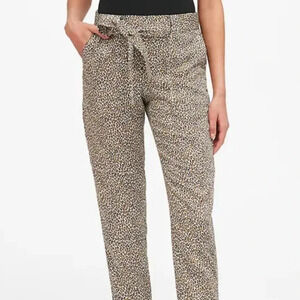 Banana Republic Tencel Leopard Print Belted Tie Waist Ankle Pants Womens Medium